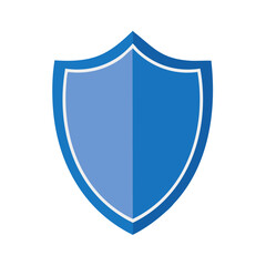 Poster - Protective blue shield illustration representing security, protection, defense, and reliability in a modern design against a black background