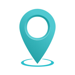 Poster - Blue location pointer graphic with a tracking circle below on a black background