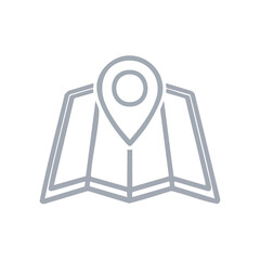 Poster - Outline Illustration of a Folded Map with Location Pin, Minimalist Style on Black Background