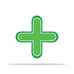 Poster - Green plus sign with white outline, graphic resource on black background