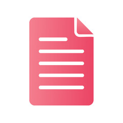 Poster - Pink paper sheet vector illustration with folded corner and lines for text document icon isolated on black background