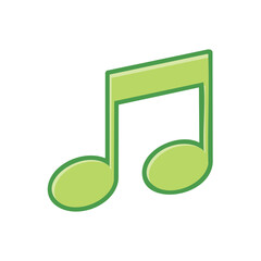 Poster - Green Musical Note on Black Background, Rhythm and Melody, Cartoon Graphic, Design Element for Music and Audio
