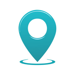Poster - Teal Blue Map Pointer Icon Design for Web or Mobile Applications