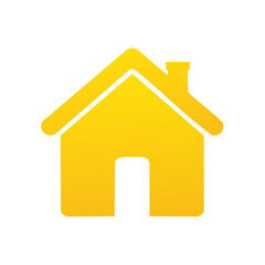 Poster - simple yellow house icon with chimney on dark background symbolic of home ownership or real estate v