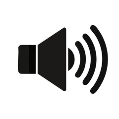 Poster - Speaker Icon Sound Waves Graphic Illustration of audio volume for website design and application interface, black background