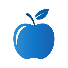 Poster - Blue Apple Illustration with Leaf on Black Background for Education and Design Projects