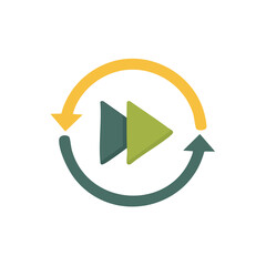 Poster - Circular Arrow Recycle Icon Indicating Rewind Restart Process with Black Background