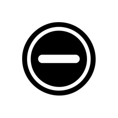 Poster - White Subtract Icon in Circle on Black Background Symbol for Remove or Negative Sign Mathematics Symbol