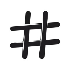 Poster - Hashtag symbol illustration against a black background, for social media content