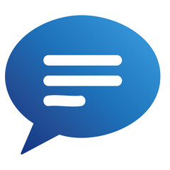 Poster - Blue speech bubble icon with text lines, communication symbol for messaging or conversation interface