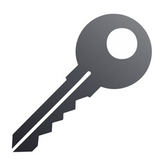 Poster - Modern Grayscale Key with Rounded Head and Cut Teeth, Security and Access