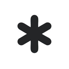 Poster - Isolated Dark Gray Rounded Six-Pointed Star or Snowflake Design Element on Black