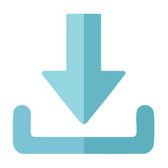 Leinwandbilder - Stylized download icon arrow points down to storage box for webpage design interface graphic flat illustration