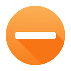 Leinwandbilder - Minus sign in orange circle icon with long shadow concept of subtraction and negative symbol for websites and applications