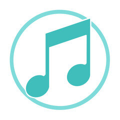 Poster - Musical Note Inside a Circle Design, Teal Graphic Icon Symbol for Audio, Songs, Sound, and Media Applications