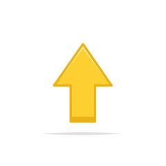 Poster - Yellow arrow pointing upward on a dark background symbolizing upload, growth, success and progress in business and technology fields