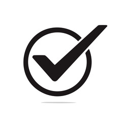 Poster - Black Tick Mark in Circle, Verification Symbol on Dark Background