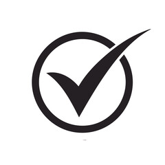 Poster - Check Mark in Circle Silhouette on Black Background Represents Correctness and Approval