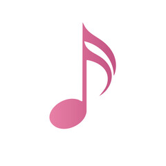 Poster - Rose Gradient Musical Note on Black Background Creates Simple Graphic Design Element