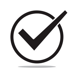 Poster - Verification Check Mark Icon with Circle Outline Approved Symbol on Dark Backdrop