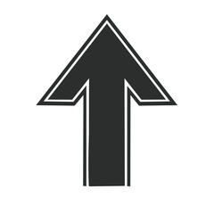 Poster - Isolated Graphic of a Gray Arrow Pointing Upward on a Black Background