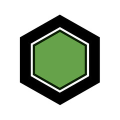 Poster - Green Hexagon on Black Background with White and Dark Green Borders, Vector Illustration