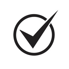 Aufkleber - Dark Check Mark Inside Circle Confirmation Symbol on a Black Background