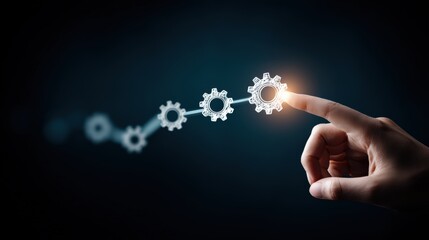 Poster - Innovative technology solutions global business environment digital progress industry insights close-up view conceptual growth