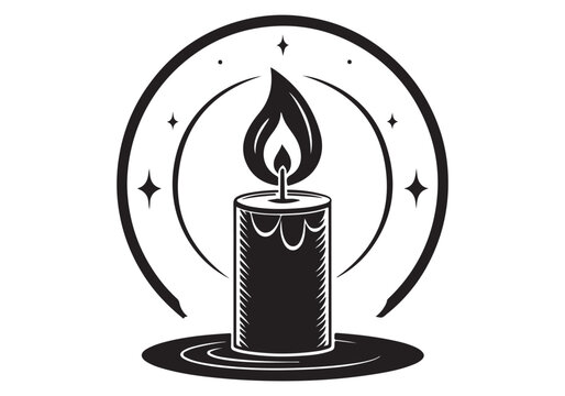Overhead Candle Design in Retro Graphic Style.