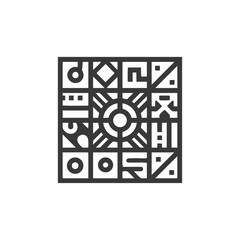 Poster - Abstract Geometric Pattern with Central Circle and Square Frame, Minimalist Design