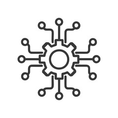 Poster - Gear and Circuitry: A Modern Technology Icon on White Background