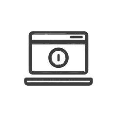 Poster - Hand-Drawn Laptop Icon with Power Button, Sketchy Style