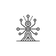 Poster - Abstract Tech Tree Icon: Minimalist Circuit Design on White Background
