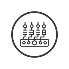 Poster - Circuit Board Icon: Minimalist Design with Electronic Components in a Circle