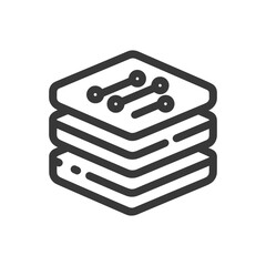 Poster - Layered Data Icon: Stacked Hexagons with Connection Lines, Minimalist Design