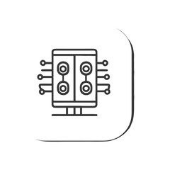 Poster - Minimalist Server Rack Icon with Circular Data Points and Outline Style