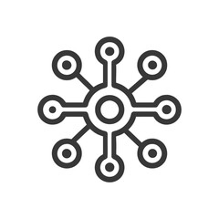 Poster - Network Connection Icon: Central Hub Linking Multiple Nodes, Simple Design