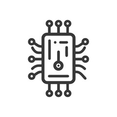Poster - Minimalist Microchip Icon: Clean Line Art for Technology Concepts