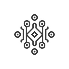 Poster - Abstract Geometric Pattern: Diamond Center with Circular Nodes and Connecting Lines