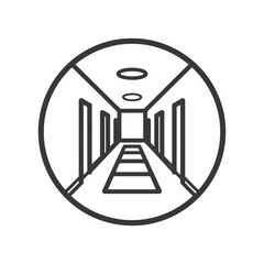 Poster - Minimalist Hallway Icon: Linear Perspective in a Circular Frame