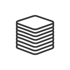 Poster - Stacked Cubes Icon: Minimalist Design with Bold Outline on White