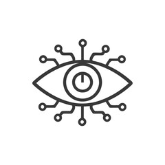 Poster - Cybernetic Eye: Futuristic Vision with Circuitry and Power Button Icon