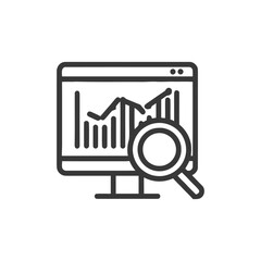 Poster - Data Analysis: Monitor with Graph and Magnifying Glass Icon