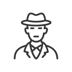 Poster - Minimalist Icon of a Man in Suit and Fedora Hat