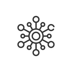 Poster - Network Connection Icon: Central Node with Connected Circular Elements
