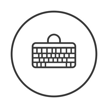 Keyboard Icon in Circle, Minimalist Design, Dark Gray Outline on White Background