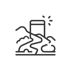 Poster - Minimalist Icon of Lighthouse on Coastline with Winding River
