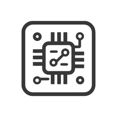 Poster - Minimalist Microchip Icon: Clean Lines, Rounded Square, Technology Symbol