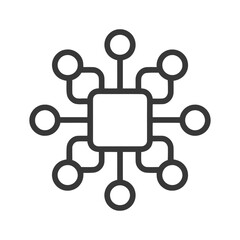 Poster - Centralized Network Icon: Square Hub with Circular Nodes, Minimalist Design
