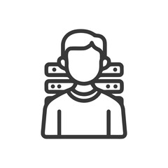 Poster - Server Administrator Icon: Man with Data Servers, IT Professional Outline